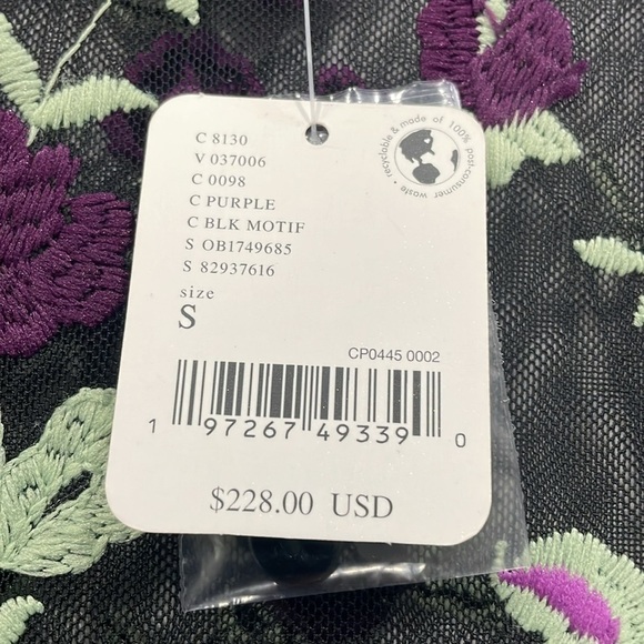 NWT Free People Black Purple Floral Sheer Sky Bright Midi Dress Size S - Picture 12 of 13